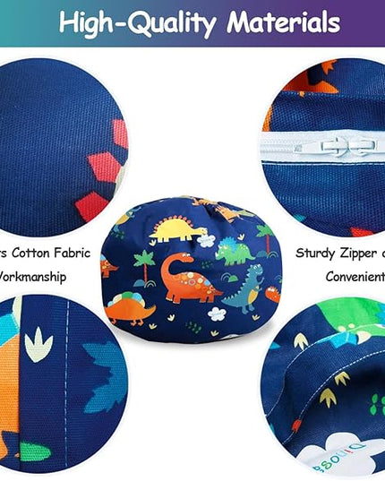 Stuffed Animal Storage Bean Bag Chairs(No Filler) Toy Organizer Bags Chair Cover for Kids Cotton Canvas Beanbag with Zipper Organizing Keep Room your Plush Toys and More Organized - LeafyLoom