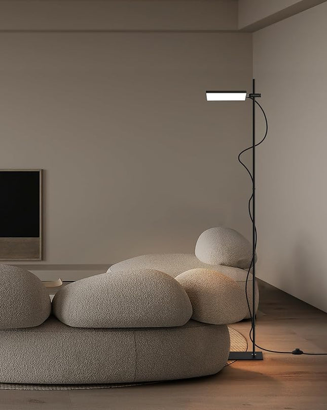 Modern Floor Lamp, 360 Degree Rotation Sky LED floor lamp Office Lighting, Bright LED Standing Pole Light, Tall lamps for Living Room,Bedroom,Reading,Study Room (Black) - LeafyLoom