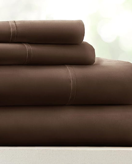 Linen Market Bed Sheets for Queen Size Bed (Chocolate) - Sleep Better Than Ever with These Soft and Cooling Queen Sheets - Deep Pocket Fits 16" Thick Beds - 4 Piece Queen Sheet Set - LeafyLoom