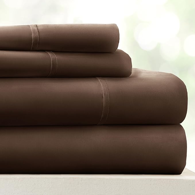 Linen Market Bed Sheets for Queen Size Bed (Chocolate) - Sleep Better Than Ever with These Soft and Cooling Queen Sheets - Deep Pocket Fits 16" Thick Beds - 4 Piece Queen Sheet Set - LeafyLoom
