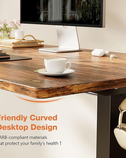 Sweetcrispy Electric Standing Desk - 40 x 24 inch Adjustable Height Sit to Stand Up Desk with Splice Board, Rising Home Office Computer Table with 2 Hook and Wire Hole for Work - LeafyLoom