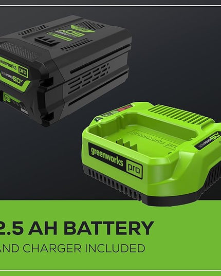 Greenworks 60V 610 CFM Cordless Leaf Blower, 2.5 Ah Battery and Rapid Charger - LeafyLoom