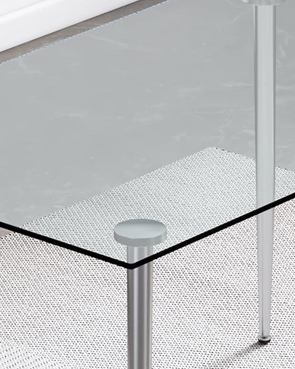 NicBex 51.2Inch Rectangular Dining Table,Modern Kitchen Table with Tempered Glass Tabletop and Silver Plating Metal Legs for 4 to 6,Large Dining Room Table for Kitchen,Meeting Living Room,Transparent - LeafyLoom