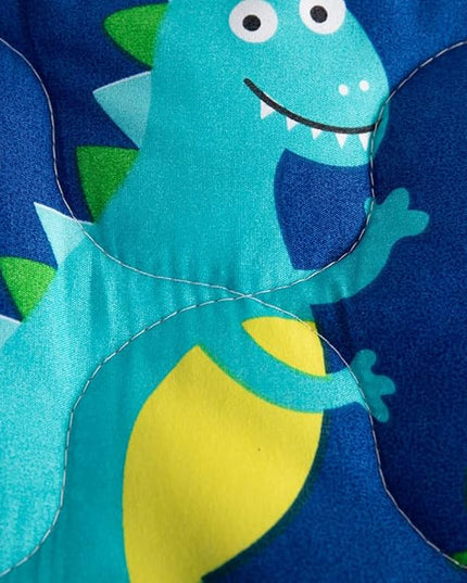 Wajade 7 Piece Kid Boys Dinosaur Comforter Set Queen Size 3D Blue Dinosaur Wild Park Jungle Print Bedding Set with Comforter, Sheet Set, Pillowcase and Sham - LeafyLoom