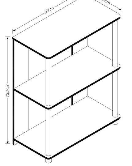 Furinno JAYA Simple Design 3-Tier Bookcase / Bookshelf / Display Rack, Plastic Tubes, Walnut - LeafyLoom