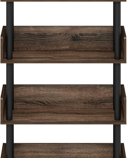Furinno Turn-N-Tube 4-Tier Toolless Freestanding Multipurposes Display Rack, Walnut - LeafyLoom