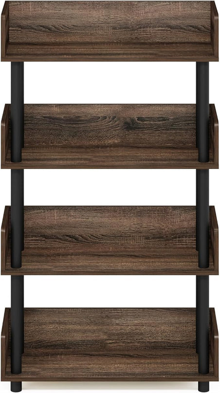 Furinno Turn-N-Tube 4-Tier Toolless Freestanding Multipurposes Display Rack, Walnut - LeafyLoom