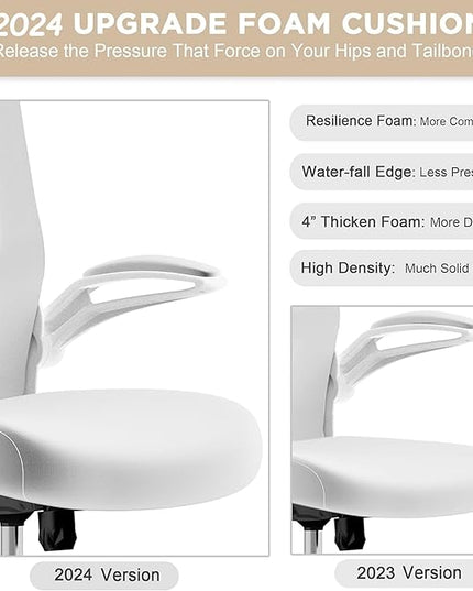 Mimoglad Office Chair, High Back Ergonomic Desk Chair with Adjustable Lumbar Support and Headrest, Swivel Task Chair with flip-up Armrests for Guitar Playing, 5 Years Warranty - LeafyLoom