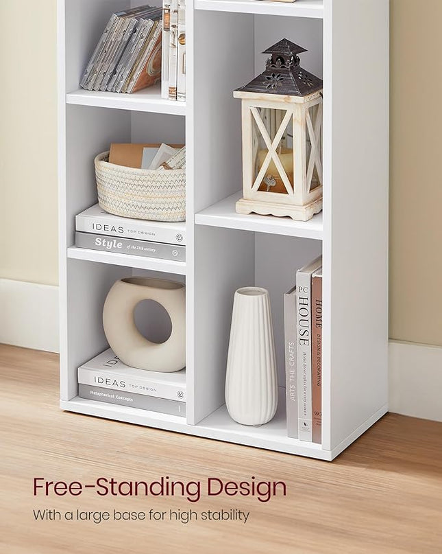 VASAGLE Bookcase, Bookshelf with 7 Compartments, Freestanding Shelves and Cube Organizer, for Display in Living Room, Bedroom, and Home Office, White ULBC27WT - LeafyLoom
