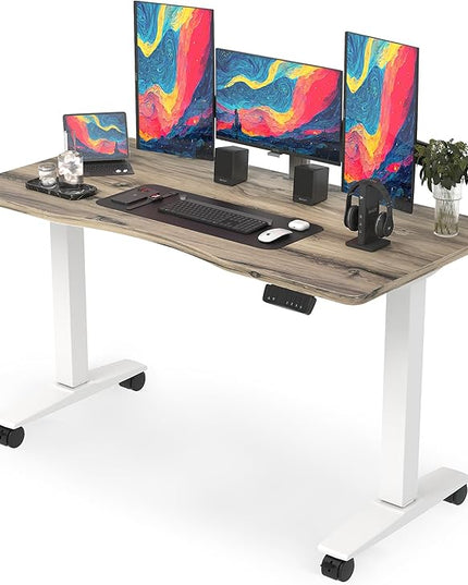 Monomi Height Adjustable Electric Standing Desk, 55 x 28 Inches Stand up Desk, Sit Stand Home Office Computer Desk, Maple - LeafyLoom