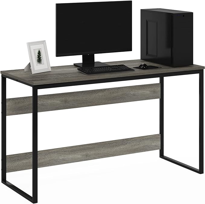 Furinno Moretti Modern Lifestyle Enhanced Study Desk 52 Inch, 52-Inch, French Oak Grey - LeafyLoom