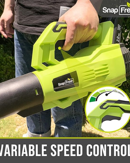 SnapFresh Cordless Leaf Blower - 180 CFM Leaf Blower with Battery & Charger, 2 Section Tubes, Free Control Speed,Lightweight, Electric Leaf Blower for Blowing Leaves, Lawn Care, Dust & Other Debris - LeafyLoom