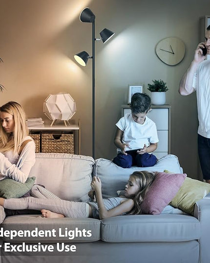 LED Tree Floor Lamp 42W, 4200 Lumens Super Bright Floor Lamps for Living Room with Remote & Touch Control, 3 Rotatable lights 4 Color Temperatures, Modern Tall Standing Lamp for Bedroom Office - LeafyLoom