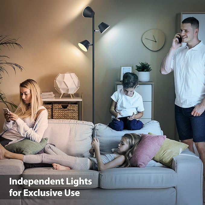 LED Tree Floor Lamp 42W, 4200 Lumens Super Bright Floor Lamps for Living Room with Remote & Touch Control, 3 Rotatable lights 4 Color Temperatures, Modern Tall Standing Lamp for Bedroom Office - LeafyLoom