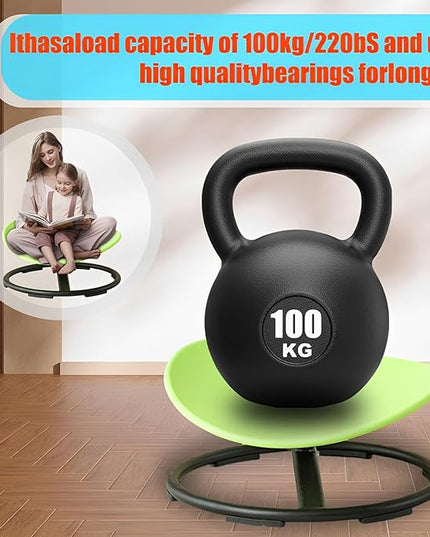 Autism Kids Swivel Chair,Spin Sensory Chair,Kids Spinning Chair,Sit Spin Training Body Coordination,Metal Base Non-Slip Small Desk Chair (Green) - LeafyLoom