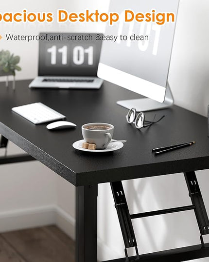 Need Computer Desk Office Desk 62 inches Folding Table with BIFMA Certification Computer Table Dining Table No Install Needed, Black - LeafyLoom
