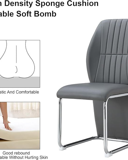 NicBex Dining Chairs Set of 4 Modern PU Dining Room Kitchen Chairs with Wrap-Around High Backrest,Silver Metal Legs,Chairs for Dining Room, Kitchen,Living Room, and Restaurants,Gray - LeafyLoom