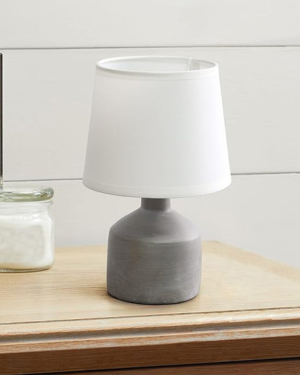 Simple Designs LT2080-GRY Mini Bocksbeutal Concrete Table Lamp, Gray - LeafyLoom