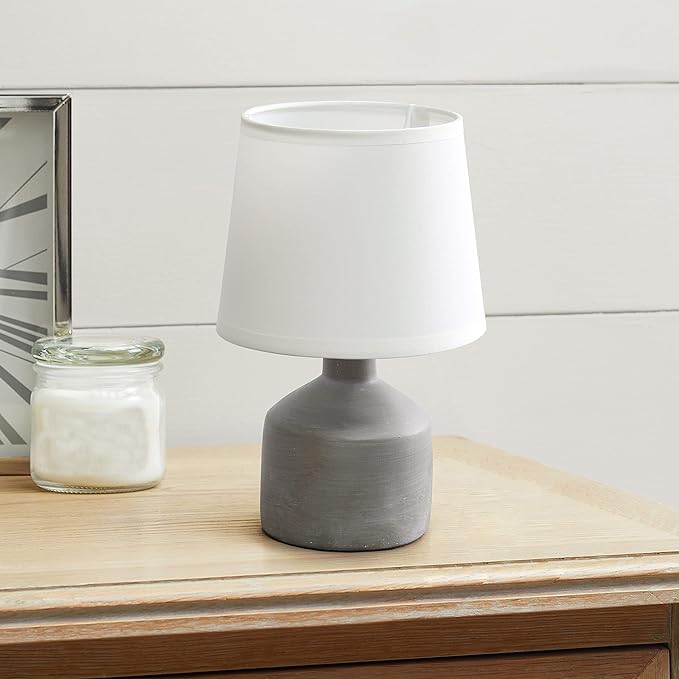Simple Designs LT2080-GRY Mini Bocksbeutal Concrete Table Lamp, Gray - LeafyLoom