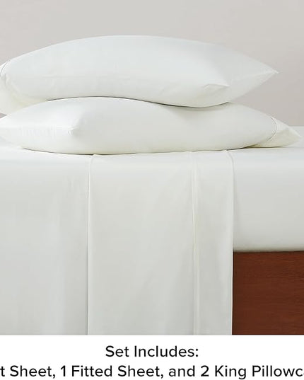 UGG 01327 Alahna King Bed Sheets and Pillowcases 4-Piece Set Sleep in Luxury Machine Washable Deep Pockets Wrinkle-Resistant Breathable Cozy Comfort Silky Cooling Sheets, King, White - LeafyLoom