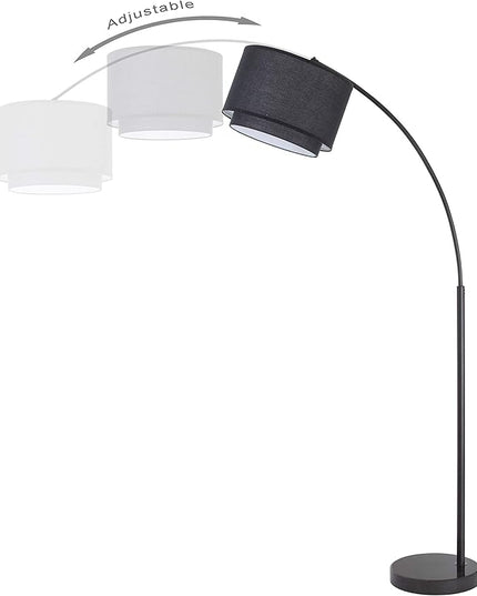 Modern 81" Arc Tall Living Room-Stand Up Arching Drum Shade Large Floor Lamp for Dinning/Bedrooms-Corner Lamp for Office Lighting Black - LeafyLoom