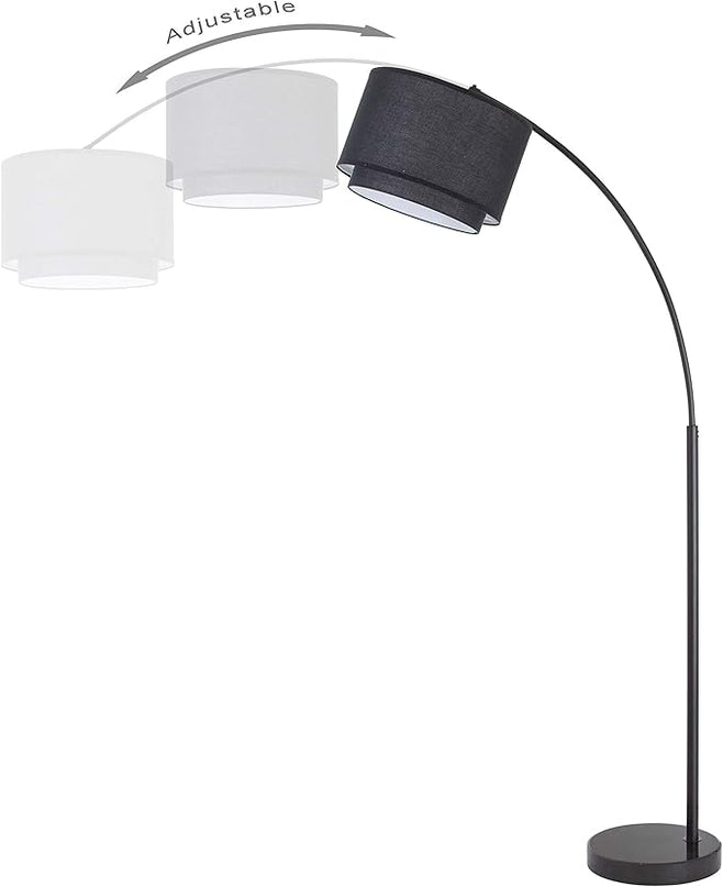 Modern 81" Arc Tall Living Room-Stand Up Arching Drum Shade Large Floor Lamp for Dinning/Bedrooms-Corner Lamp for Office Lighting Black - LeafyLoom