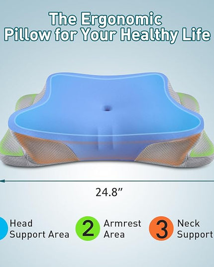 Mokaloo Cervical Neck Pillow - Cooling Neck Pillows for Pain Relief, Ergonomic Pillow for Sleeping, Orthopedic Contour Memory Foam Pillows for Side, Back & Stomach Sleepers with Pillowcase - LeafyLoom
