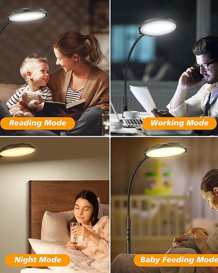 LED Floor Lamp, 18W Bright Floor Lamps for Living Room, Stepless Adjustable Colors & Brightness Standing Lamp with Timer, Remote & Touch Control, Eye Caring Reading Lights for Bedroom,Office - LeafyLoom