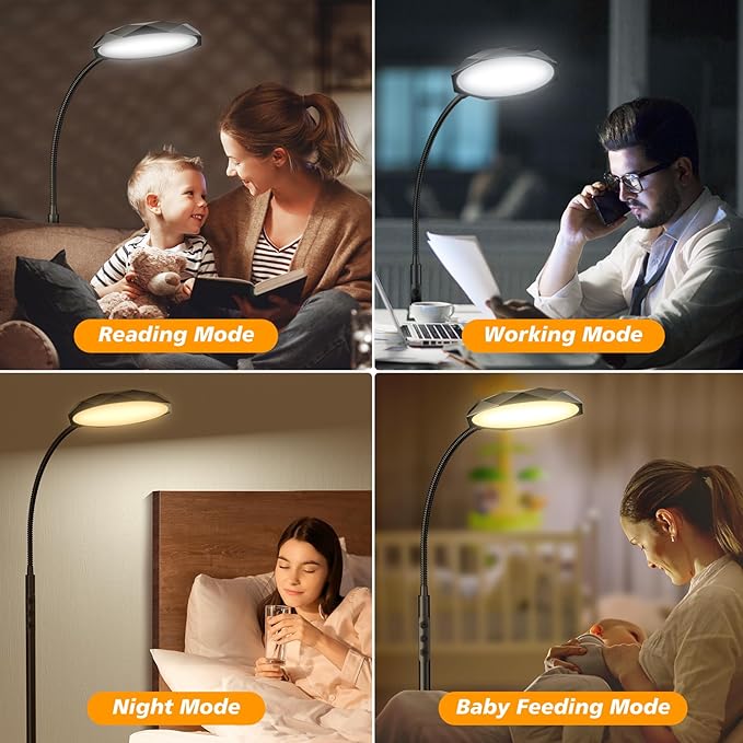 LED Floor Lamp, 18W Bright Floor Lamps for Living Room, Stepless Adjustable Colors & Brightness Standing Lamp with Timer, Remote & Touch Control, Eye Caring Reading Lights for Bedroom,Office - LeafyLoom