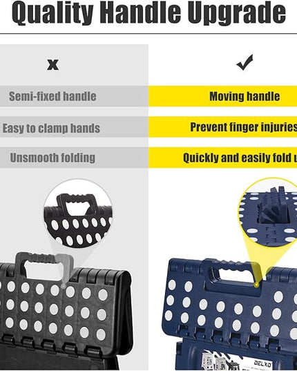 Delxo Folding Step Stool 17.5 Inch,Heavy Duty Step Stools for Adults,Non Slip Folding Stool with Handle,Premium Portable Foldable Step Stool for Kitchen Bathroom Bedroom Up to 400LBS,(Royal Blue,1PC) - LeafyLoom