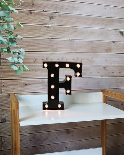 Light Up Black Alphabet Marquee Letters Sign LED Marquee Number Lights Sign for Night Light Home Bar Christmas Lamp Birthday Party Wedding Decoration F - LeafyLoom