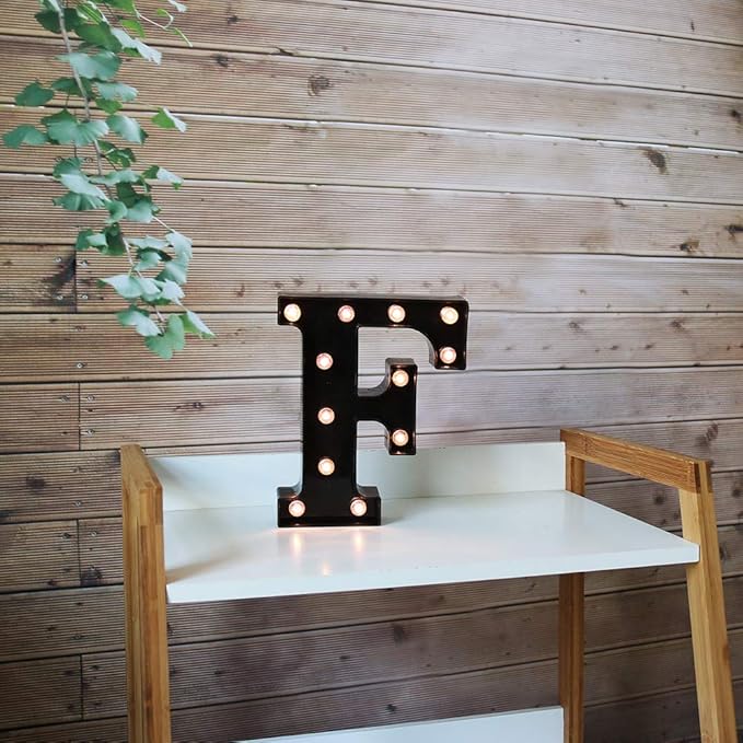 Light Up Black Alphabet Marquee Letters Sign LED Marquee Number Lights Sign for Night Light Home Bar Christmas Lamp Birthday Party Wedding Decoration F - LeafyLoom