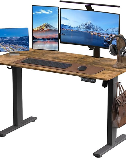 Electric Standing Desk Height Adjustable - 48 x 24 Inches Sit Stand up Desk & Memory Preset Ergonomic Rising Desks for Work, Home Office Workstation Gaming Rising Desk Study Table - LeafyLoom