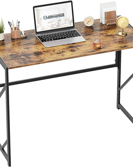 Elephance Folding Desk Writing Computer Desk for Home Office, No-Assembly Study Office Desk Foldable Table for Small Spaces - LeafyLoom