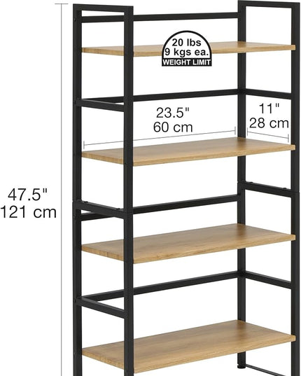 Calico Designs Ashwood 4-Tier or 2-Tier Stackable Bookshelf (1 Set),Graphite Black/Ashwood,Rectangular - LeafyLoom