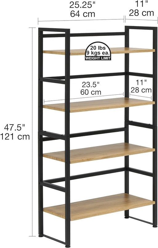 Calico Designs Ashwood 4-Tier or 2-Tier Stackable Bookshelf (1 Set),Graphite Black/Ashwood,Rectangular - LeafyLoom