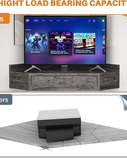 armocity Floating Corner Desk with Outlets & USB Ports, Wall-Mounted Corner Table for Small Space, Triangle Computer Desk with Drawer for Home Office, Vanity Desk, Corner Space, Bedroom, Gray - LeafyLoom