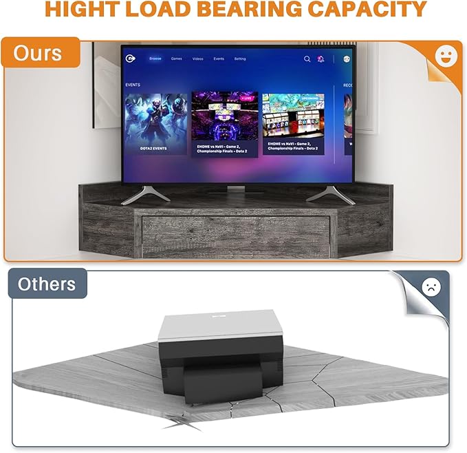 armocity Floating Corner Desk with Outlets & USB Ports, Wall-Mounted Corner Table for Small Space, Triangle Computer Desk with Drawer for Home Office, Vanity Desk, Corner Space, Bedroom, Gray - LeafyLoom