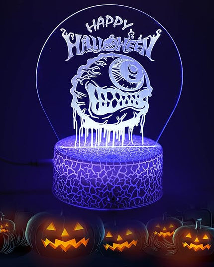Halloween Decorations Limited Edition Scary Eyeball Decoration Indoor, Desk Visual 3D Lamp Night Light with Remote, Multiple Colour & Flashing Modes and Brightness Adjusted - LeafyLoom
