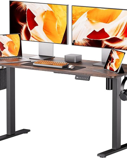 Electric Standing Desk - Adjustable Height with Memory Preset, 55 x 24 Inches Ergonomic Design Stand Up Home Office Standing Desk - LeafyLoom