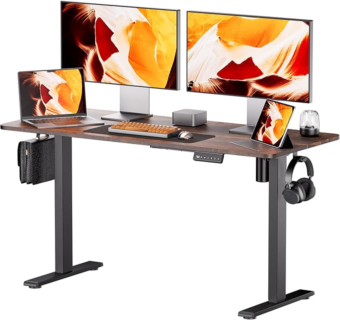 Electric Standing Desk - Adjustable Height with Memory Preset, 55 x 24 Inches Ergonomic Design Stand Up Home Office Standing Desk - LeafyLoom