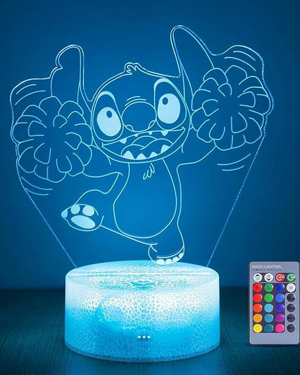Stitch light Stitch Gifts for Girls: Stitch Night Light with Remote Control 16 Colors, Stitch Room Decor for Kids, Stitch Stuff Birthday Party Decorations Festival Christmas Gifts for Family Friends - LeafyLoom