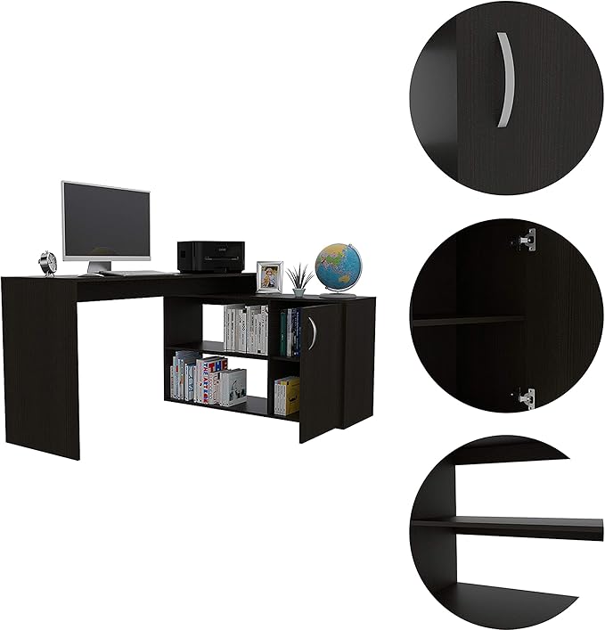 NicBex Kimberly-DW-00041-LWJ Home Office Desks, 45.86"x59.64"x30.11", Black - LeafyLoom