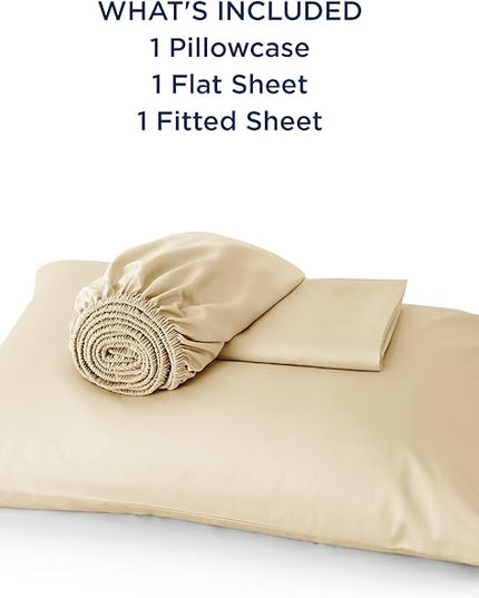 Bedsure Twin Sheets Set, Cooling Sheets Twin Size Bed Set, Rayon Derived from Bamboo, Twin Size Sheets, Breathable & Soft Bed Sheets, Hotel Luxury Silky Bedding Sheets & Pillowcases, Alabaster Gleam - LeafyLoom