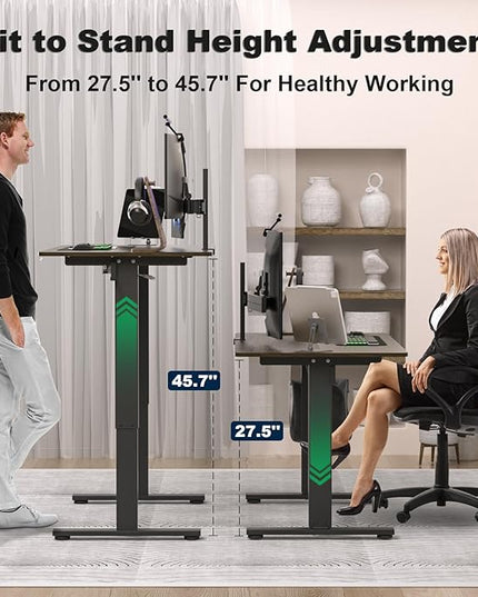 Electric Standing Desk Height Adjustable - 48 x 24 Inches Sit Stand up Desk & Memory Preset Ergonomic Rising Desks for Work, Home Office Workstation Gaming Rising Desk Study Table - LeafyLoom
