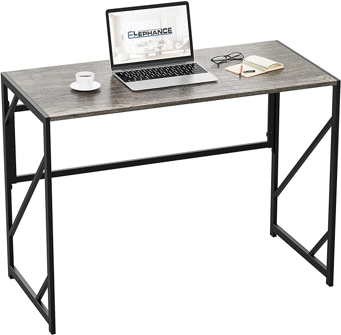 Elephance 40" Folding Computer Desk No Assembly Needed Foldable Small Home Office Desk Study Writing Desk Gaming Table for Small Space - LeafyLoom