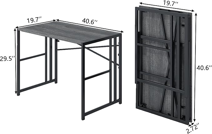 Folding Small Computer Desk, Foldable Space-Saving Home Office Table, Simple Study Writing Gaming Workstation for Small Space, No Assembly Needed, Oak - LeafyLoom