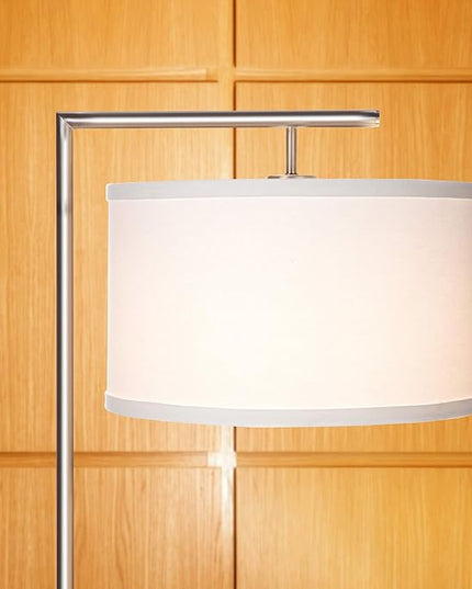 Brightech Montage Modern Floor lamp, LED Floor Lamp for Living Rooms & Offices - Tall Standing Lamp for Bedroom Reading - Corner Pole Lamp for Contemporary Home Decor - Satin Nickel - LeafyLoom