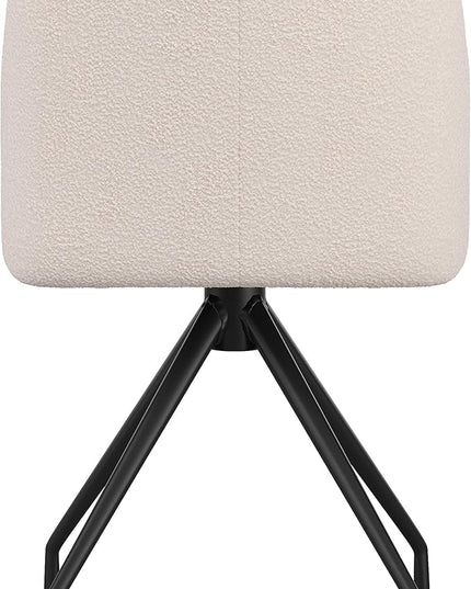 Martha Stewart Sora Stationary Swivel Task Chair with Sloped Arms for Home Office in White Boucle with Oil Rubbed Bronze Frame - LeafyLoom