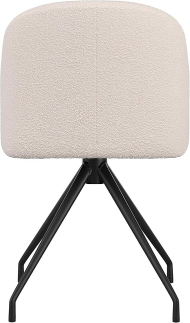 Martha Stewart Sora Stationary Swivel Task Chair with Sloped Arms for Home Office in White Boucle with Oil Rubbed Bronze Frame - LeafyLoom